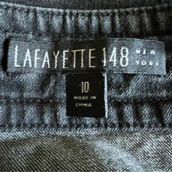 Lafayette 148 New York Black Denim Skirt Chain Belt Detail Size 10 - Picture 7 of 8